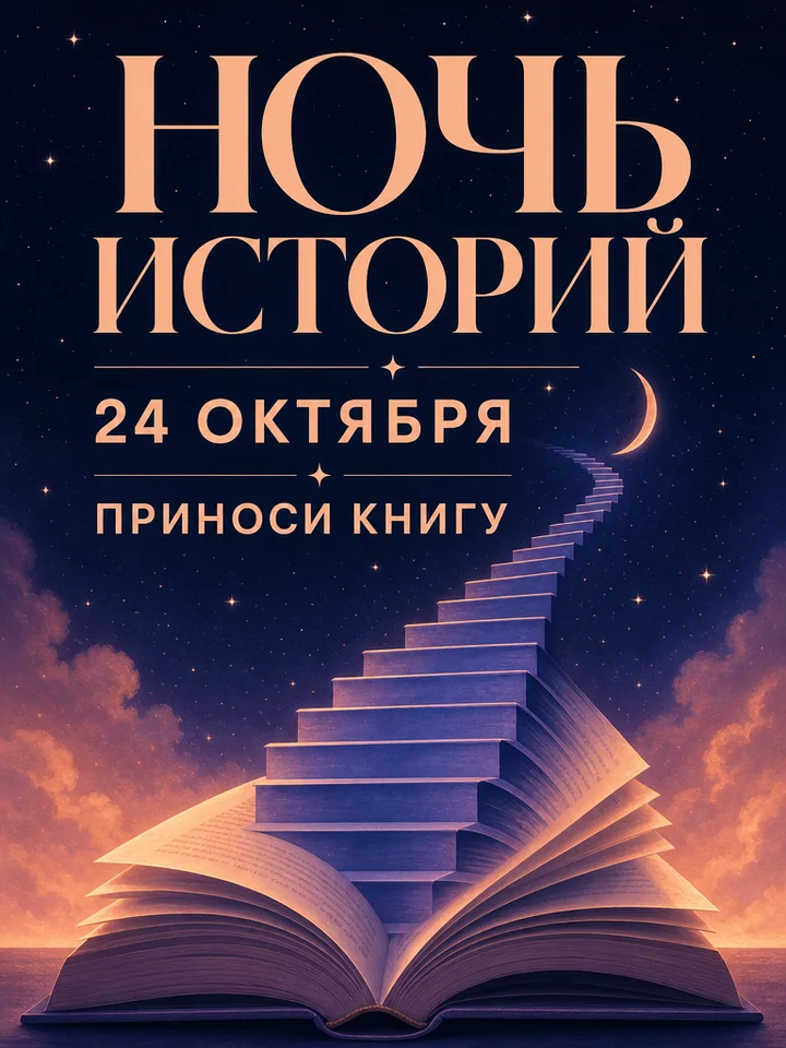 Афиша Ночь историй с кириллицей и книгой-лестницей