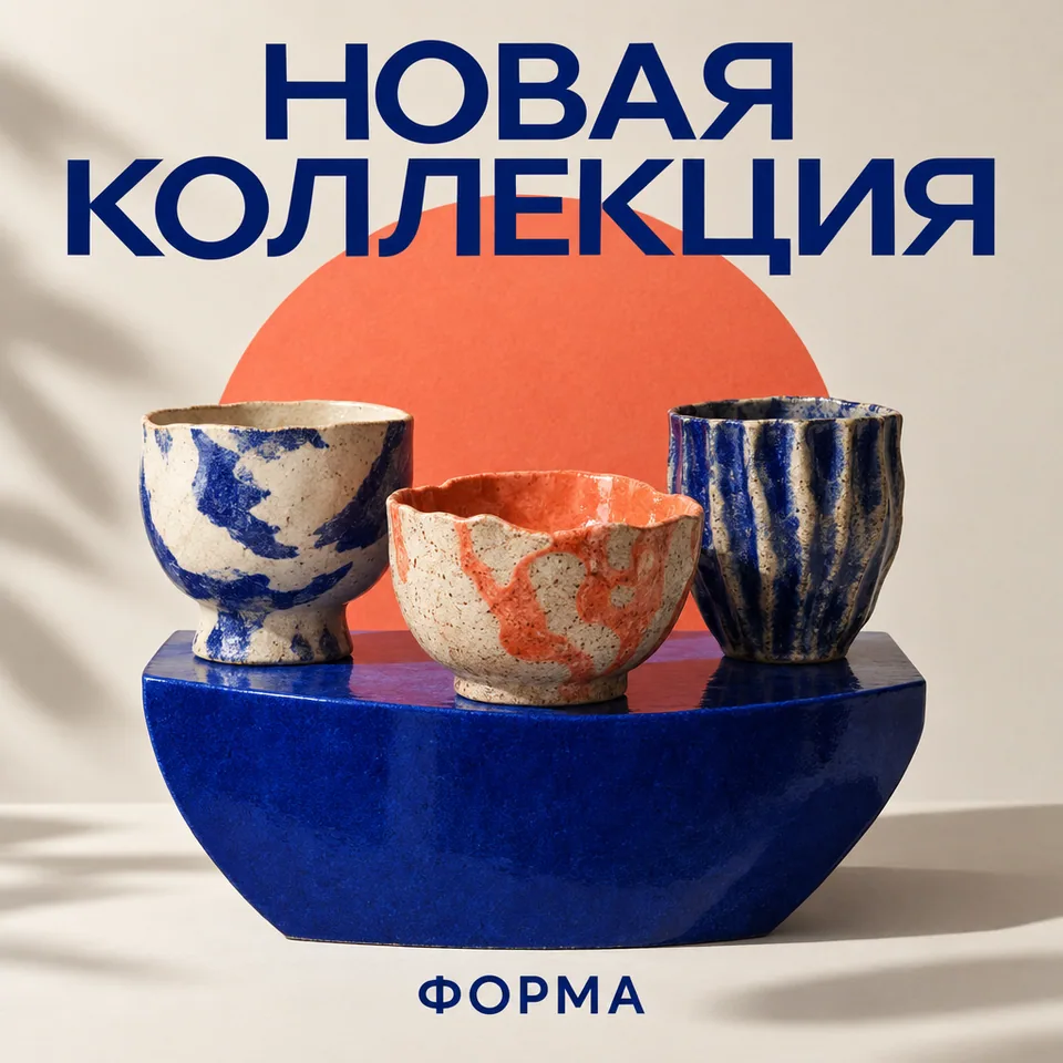 Брендовый пост студии керамики с новой коллекцией