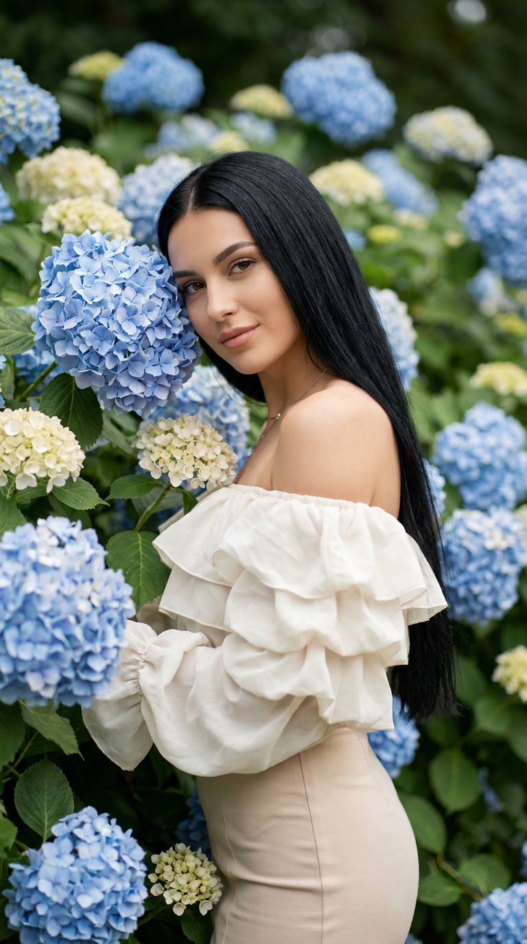 ИИ-фото с гортензиями